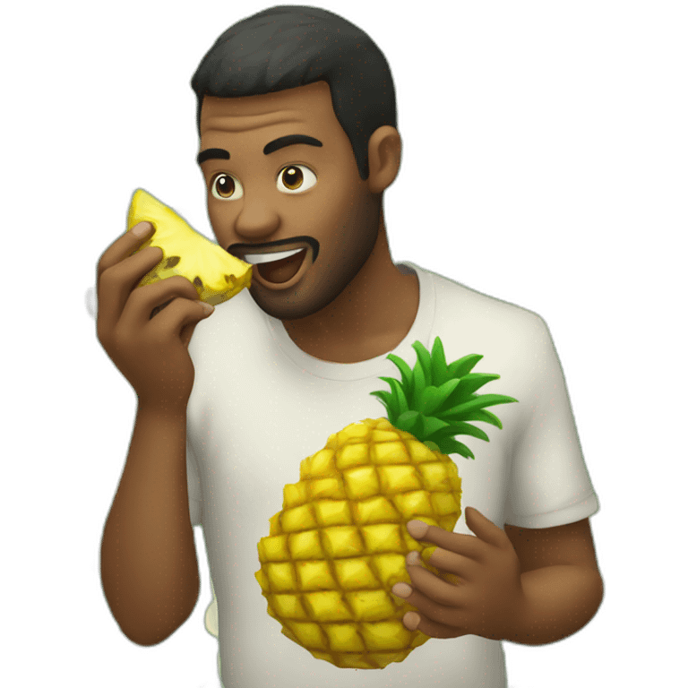 Man eating pineapple with singrasses emoji