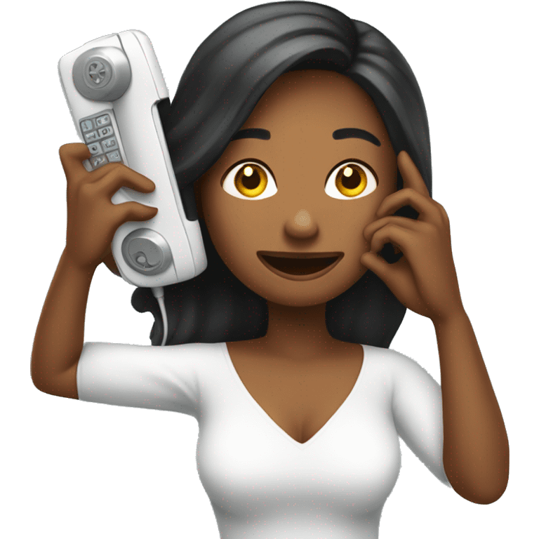 woman showing big phone emoji