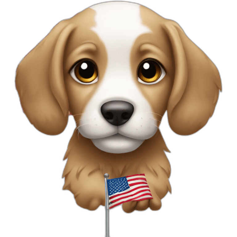 puppy with USA flag emoji