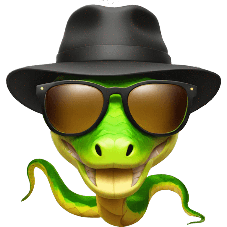 Snake with hat and sunglasses  emoji