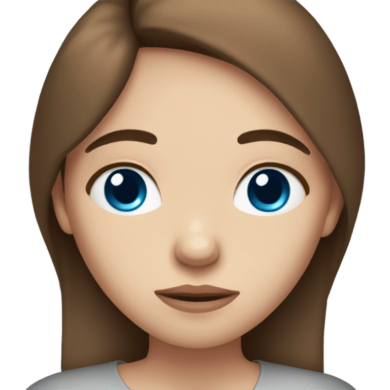 beautiful sad girl fair skin blue eyes  brown hair emoji