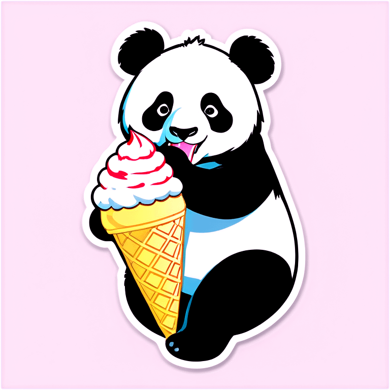 Panda eating ice cream emoji