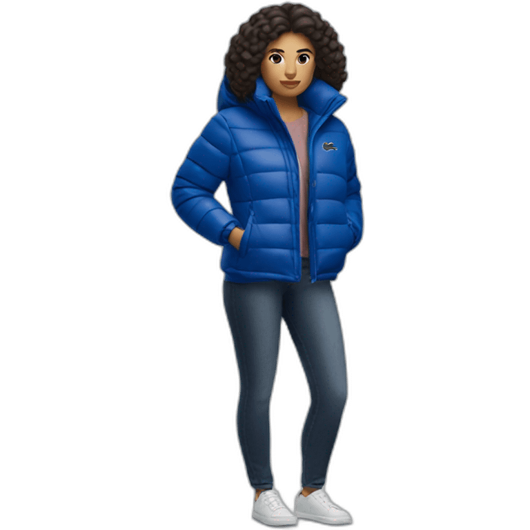 latina woman using Lacoste puffer jacket emoji