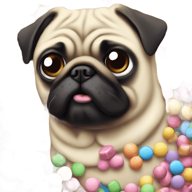 Pug with candy pills  emoji