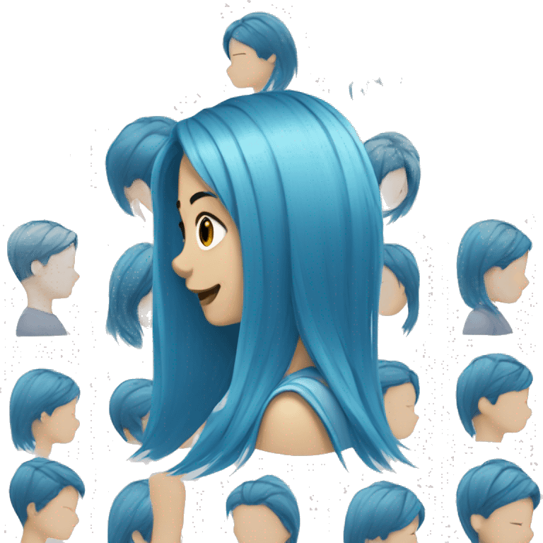 Brushing blue hair emoji