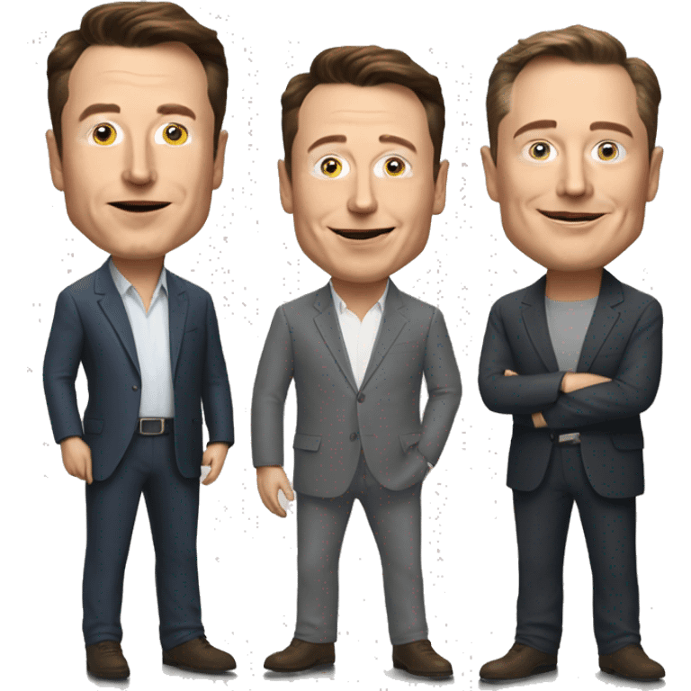 Generate the image of elon musk with steve and bill emoji