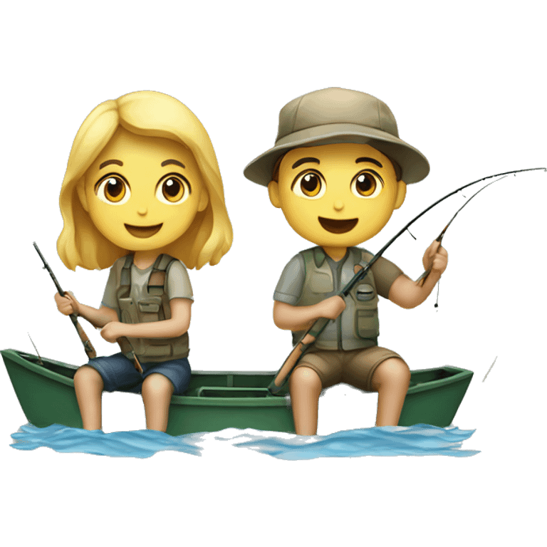 A boy and a girl fishing emoji