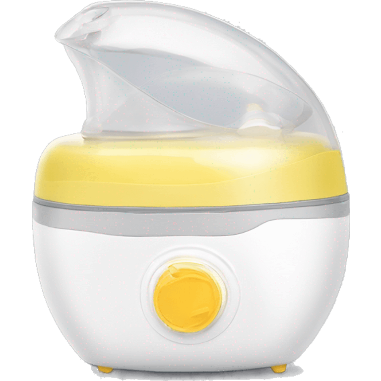 Portable round  breast pumps with white top and clear bottom with breast milk inside  emoji