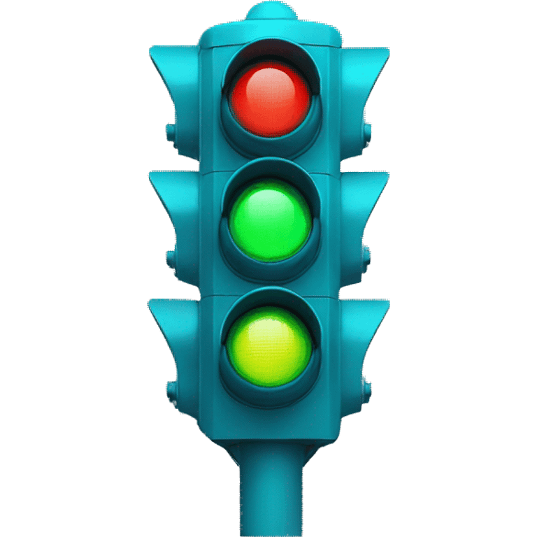 futuristic traffic light blue neon emoji