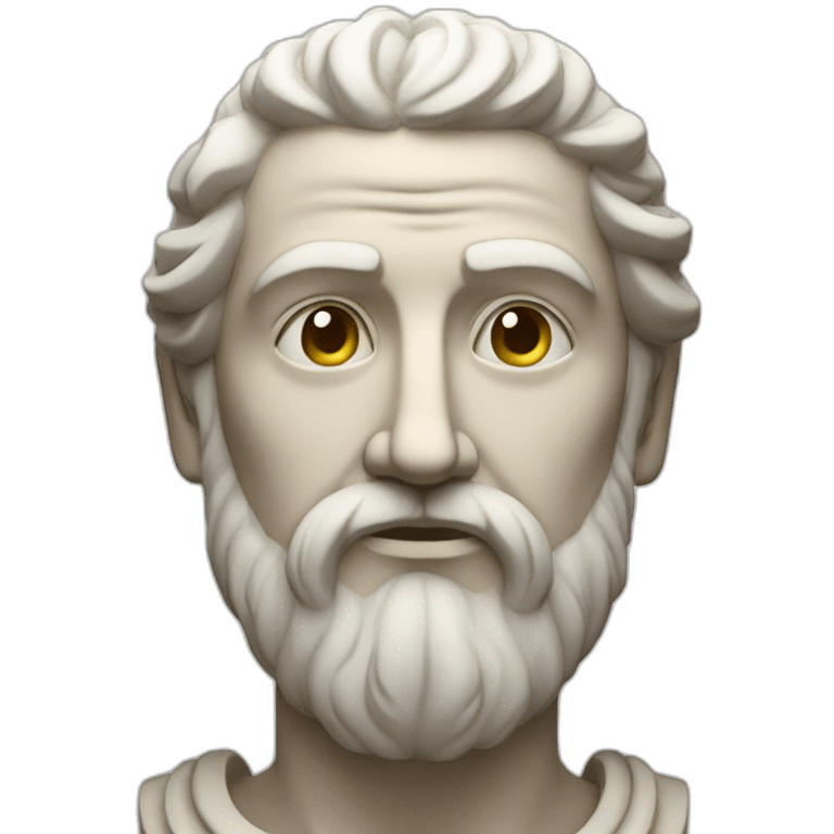 Stoic statue man with beard and centre head emoji