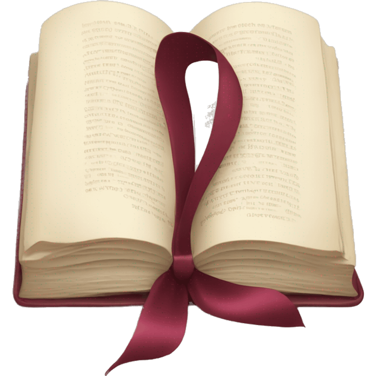 open book with burgundy bow and lipstick emoji