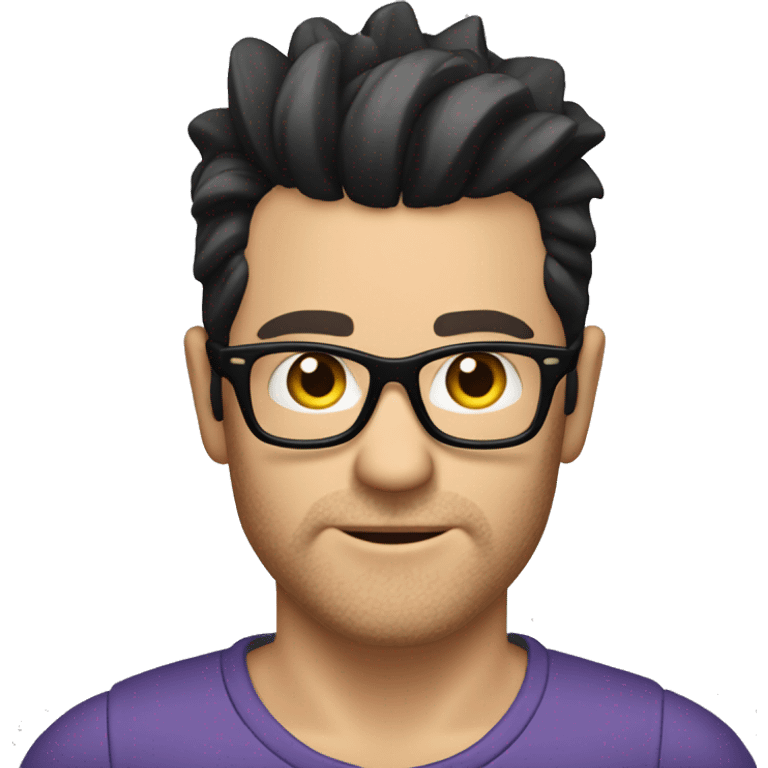 A tanned handsome white man with black hair, dark glasses and a small beard, a small mohawk hairstyle emoji