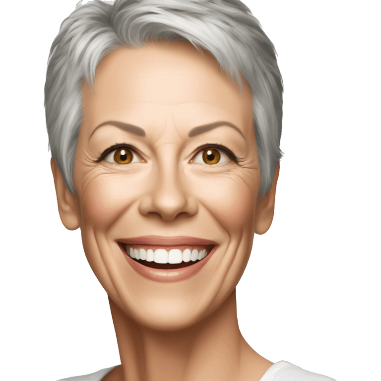 Jamie Lee Curtis smile wearing tee emoji