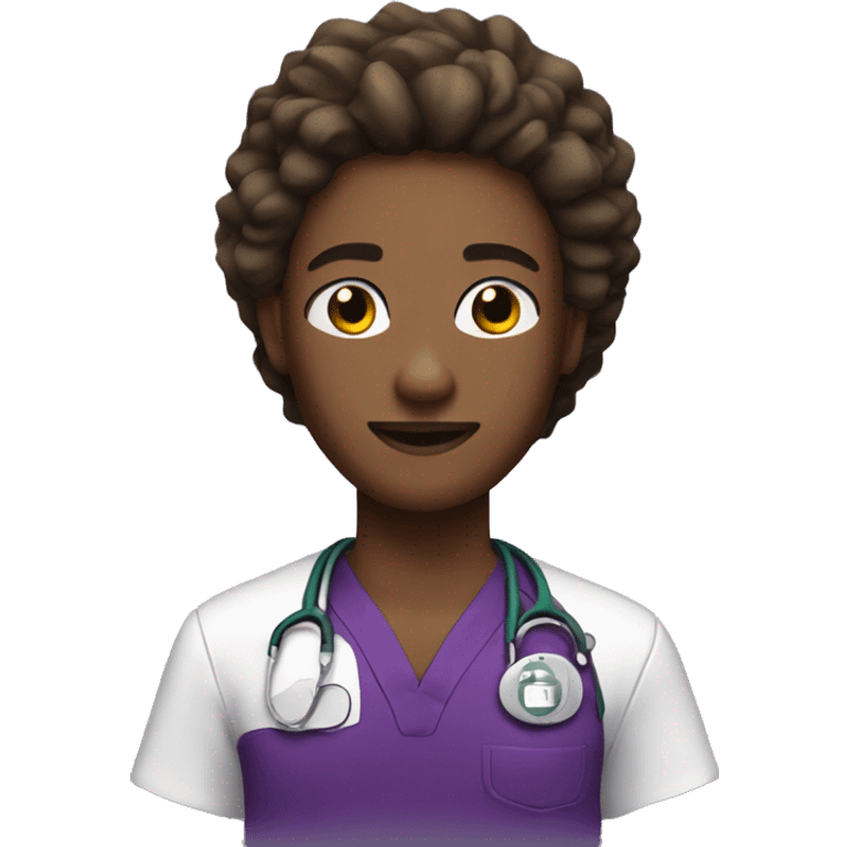 Track athlete in deep purple medical scrubs emoji