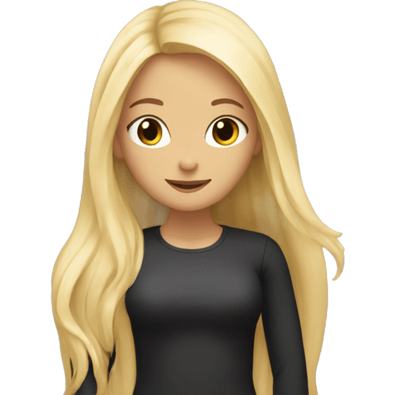 girl with black long hair hug girl with blond long hair emoji