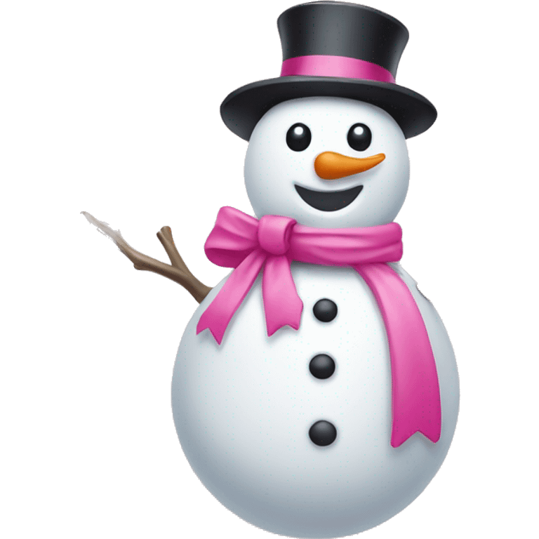 snowman with pink bow emoji