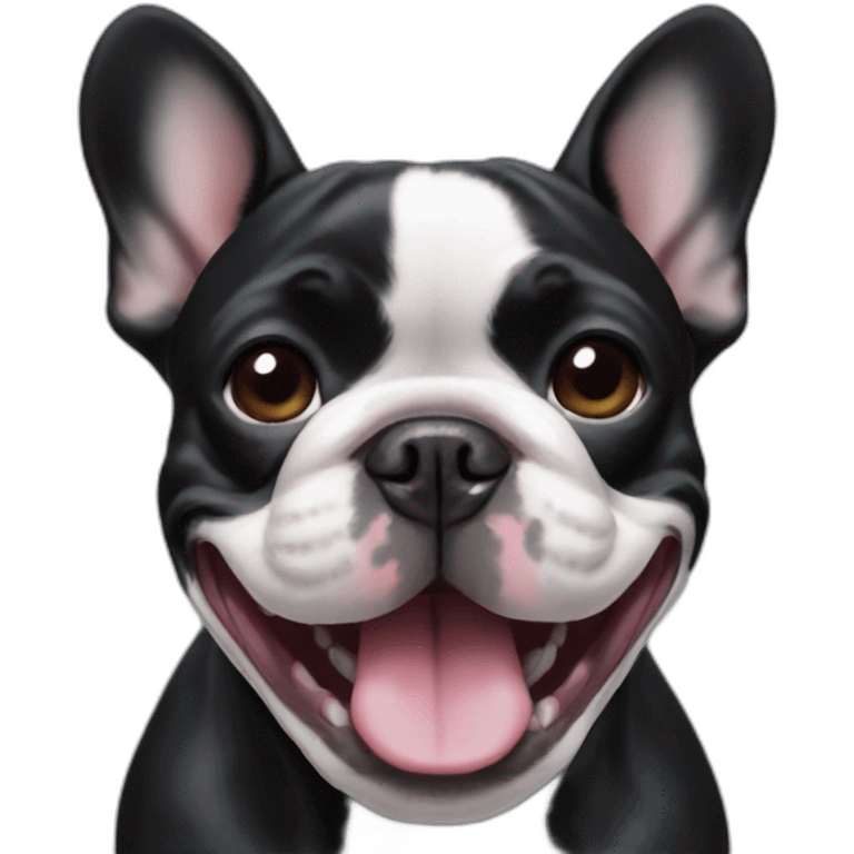 Black French bulldog smile  emoji