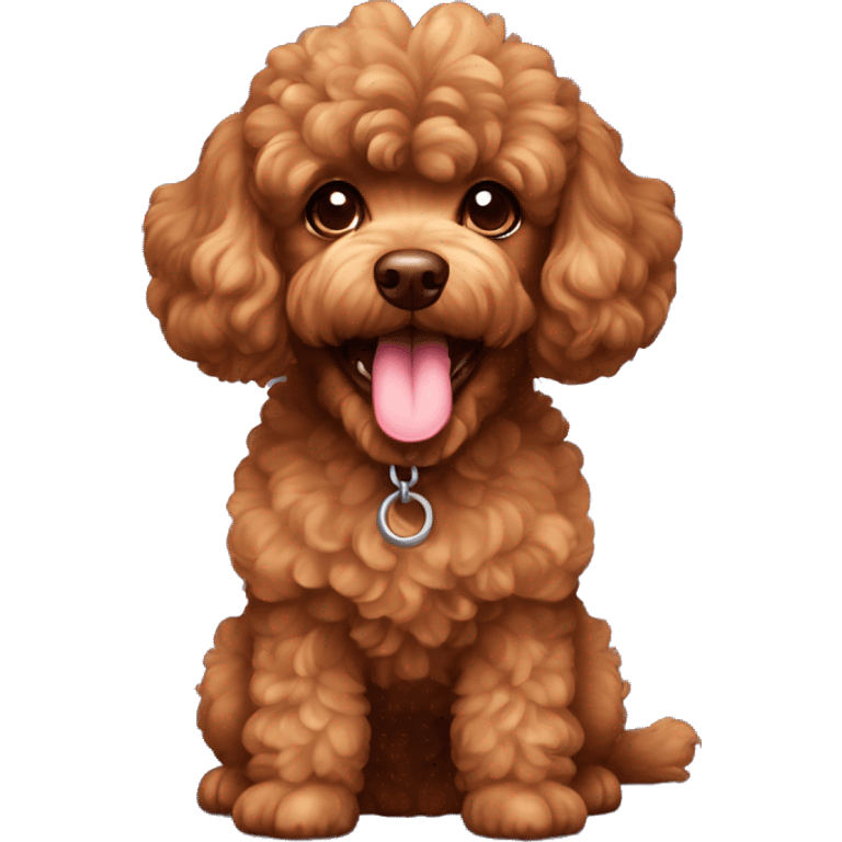 Curly brown toy poodle  tongue  emoji