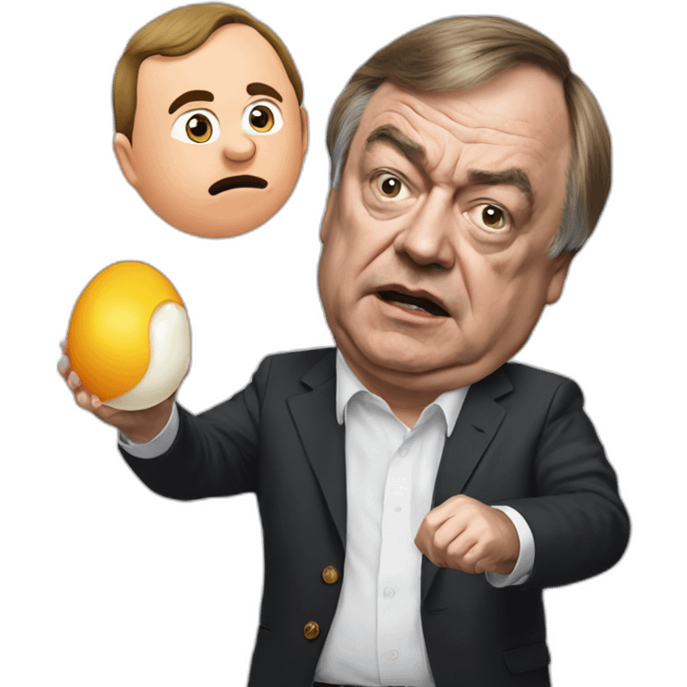 John Prescott with egg on his shirt, punching a man emoji