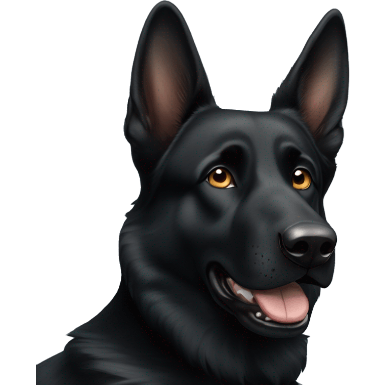 Black German shepherd with one brown eye and one blue eye tilting head  emoji