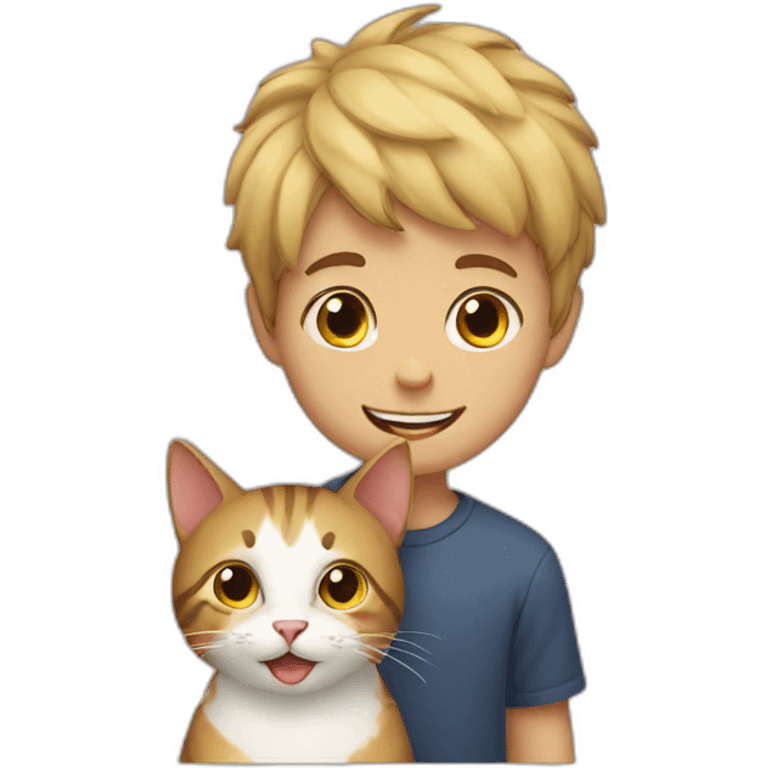 boy and  cat emoji