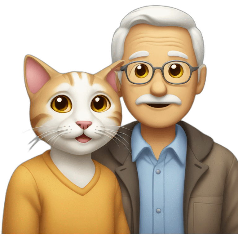 old cat with a grandpa emoji