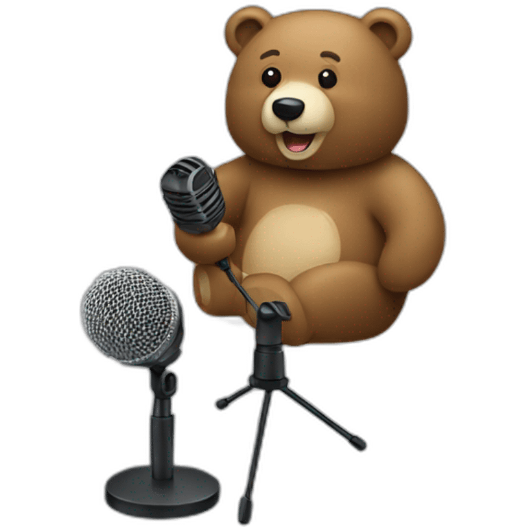 Bear working microphone emoji