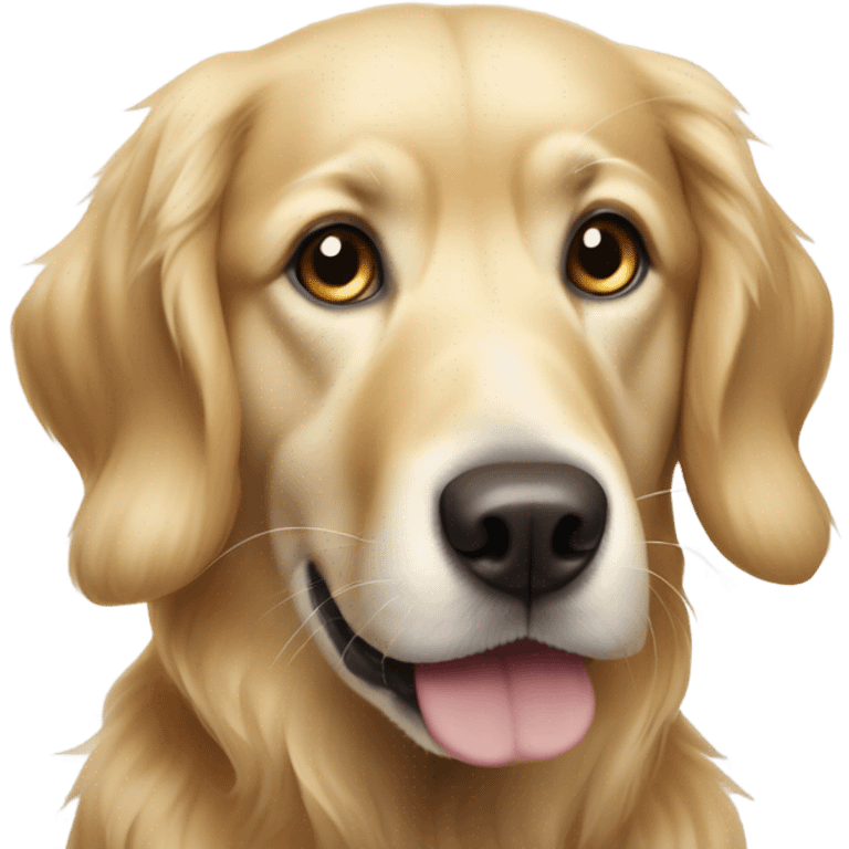 Dog like a golden retriever but white mouth and the whit keeps between the eyes in the center and golden  emoji