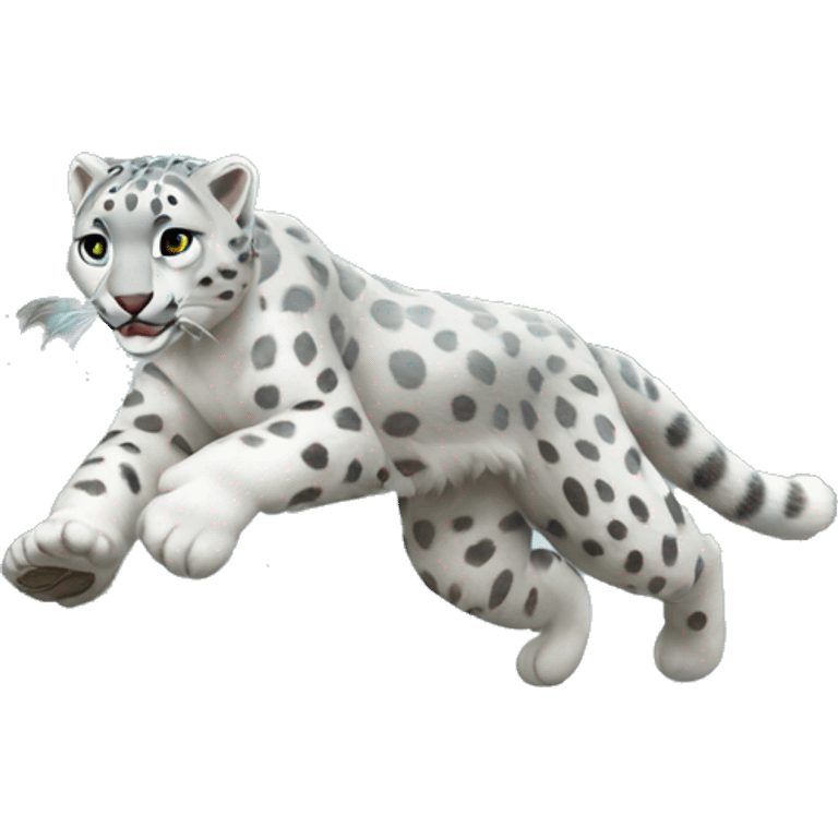 Snow leopard running in forest emoji