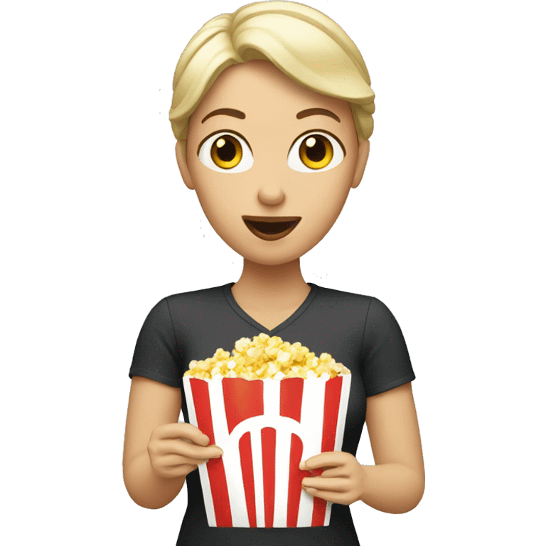 A white woman eating popcorn  emoji