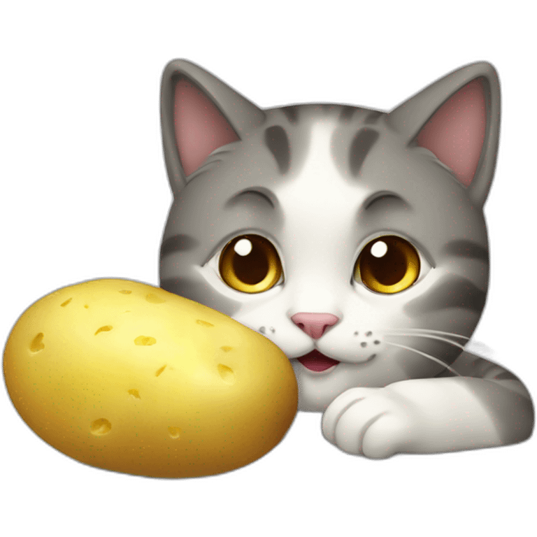 cat eating potato emoji