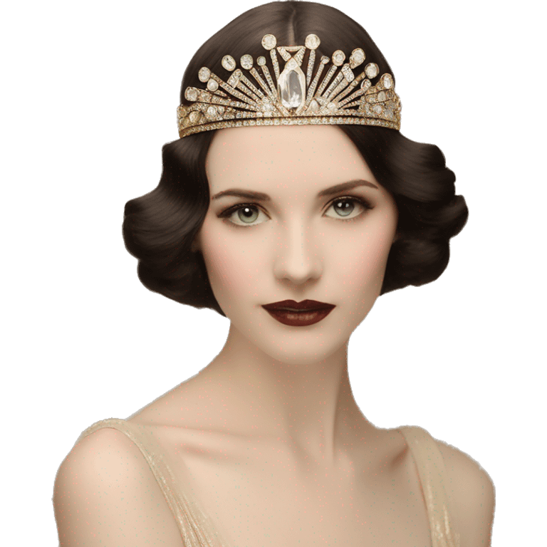 art deco 1920's tiara gold crystals emoji