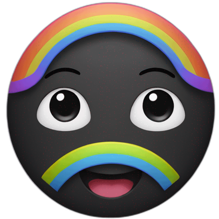 black blushing face with rainbow emoji