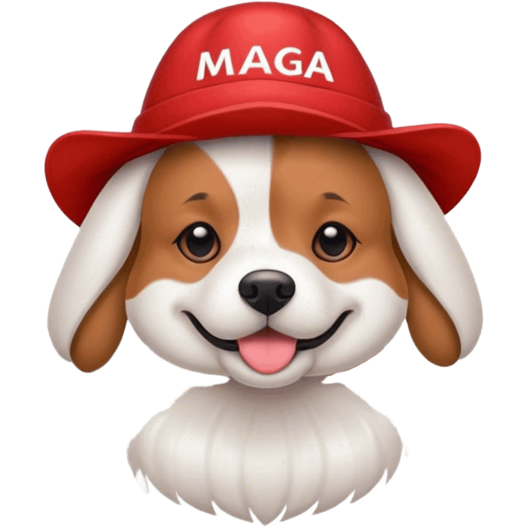 dog wearing a red “MAGA” hat emoji