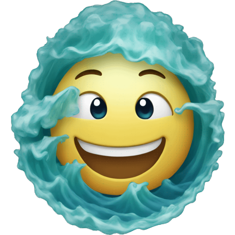 An ocean with a smiling face in the middle emoji