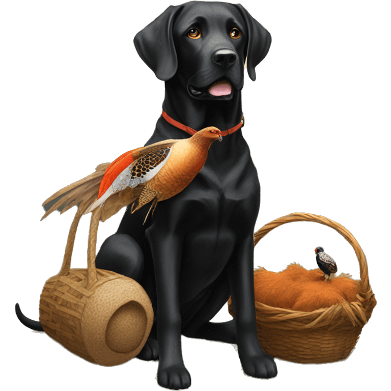 Black labrador carry a pheasant emoji