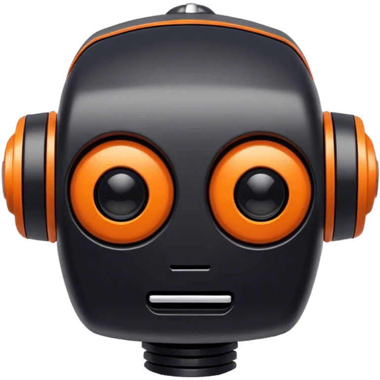 Friendly little black and orange robot head emoji