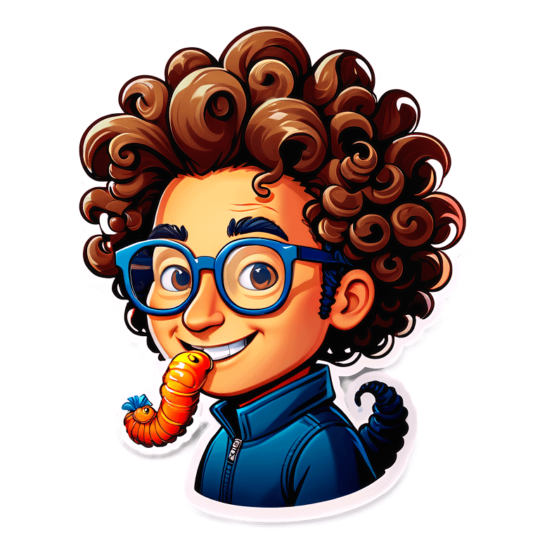 Worm with glasses and curly hair emoji