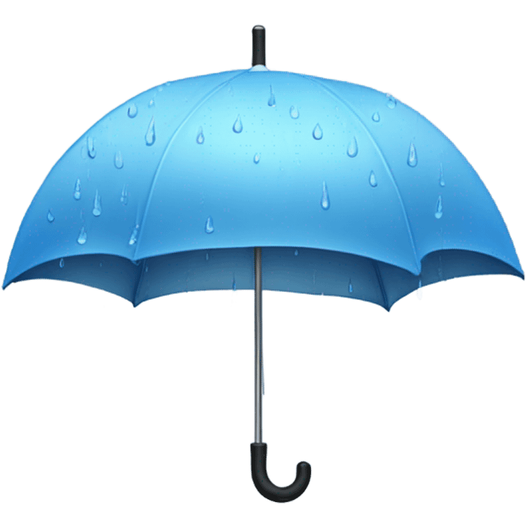 Design an emoji of a rainy outdoor scene, with a small umbrella, falling raindrops, and a misty background of trees or a city skyline. Use soft gray, blue, and pastel accents to give it a calming, moody vibe. emoji