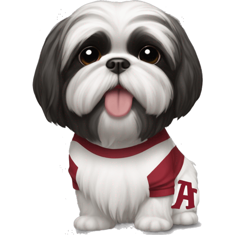 Black and white Shih tzu wearing Alabama jersey emoji