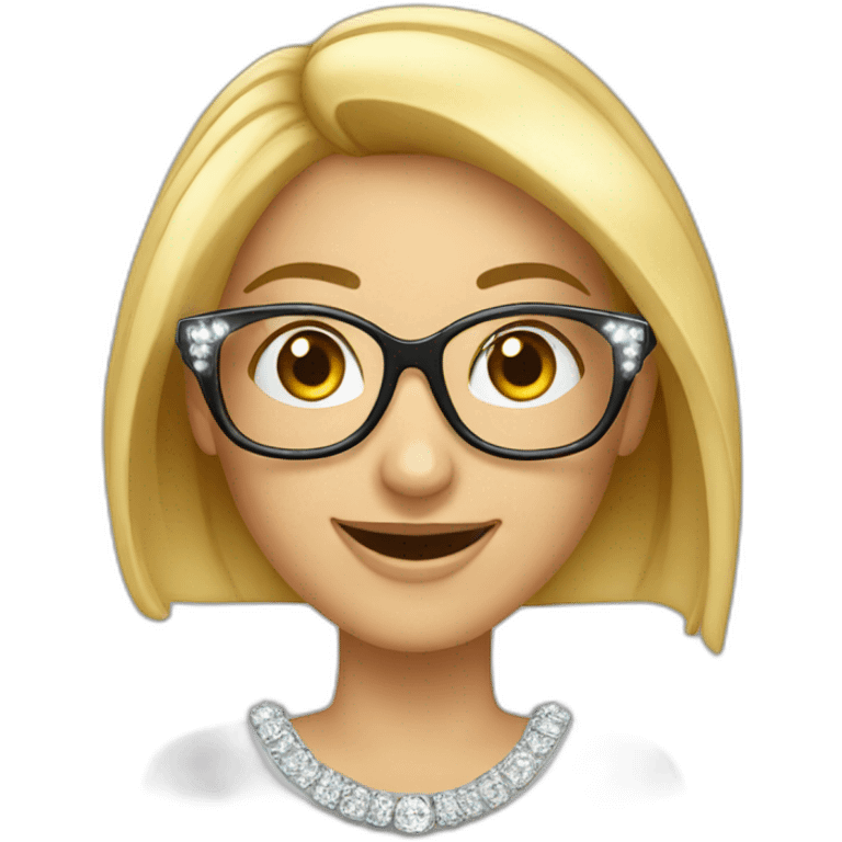 A bling thiny Caucasian woman using glasses and happy emoji