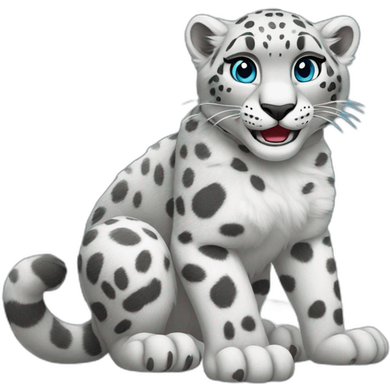 snow leopard + snow leopard shaking paws emoji