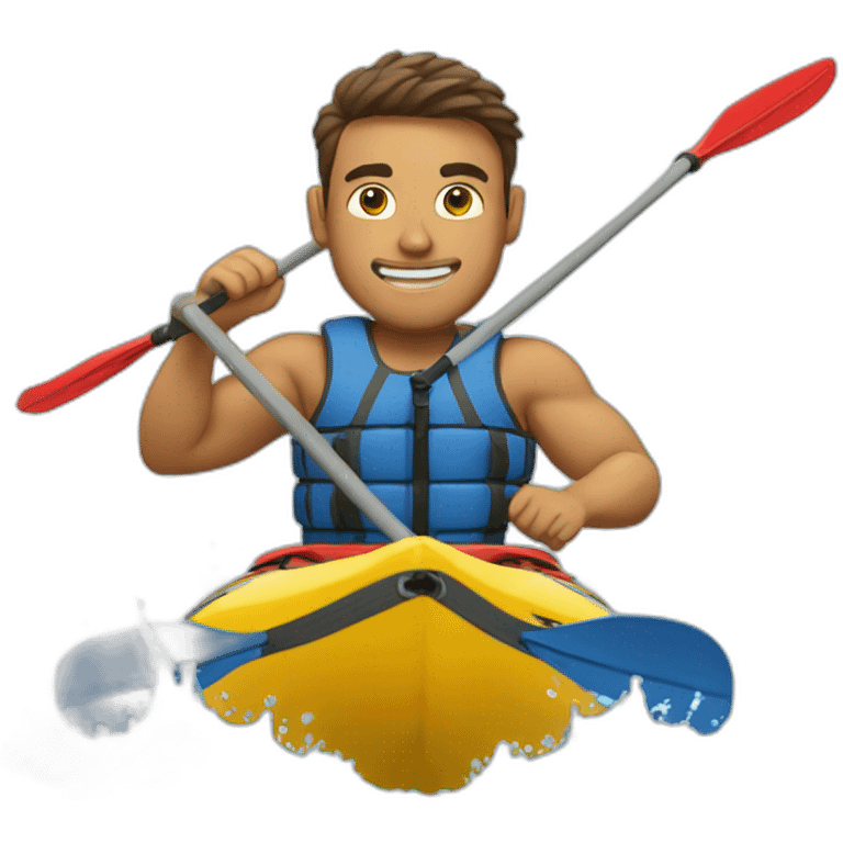 Strong man kayaking water emoji