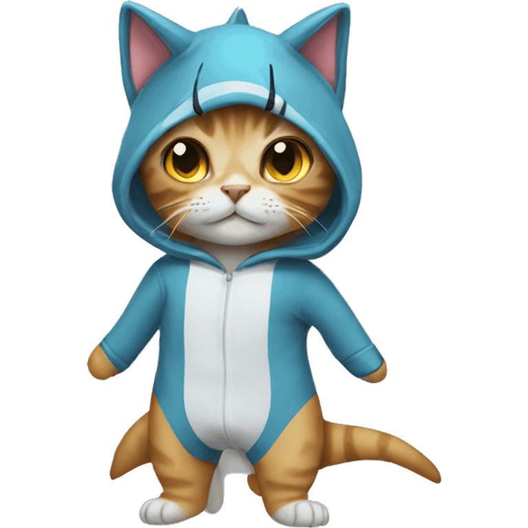 cat with shark onesie emoji