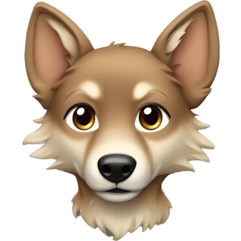 a light brown puppy-like wolf with black hair on its ears emoji