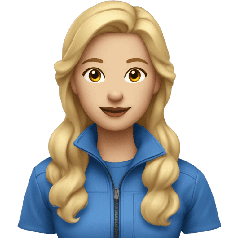 Pretty Honey blonde woman fair skin in blue helmet and blue flight jumpsuit  emoji