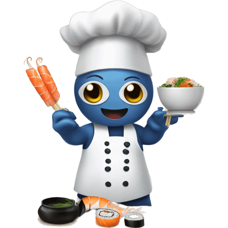 Octopus chef making sushi platter emoji