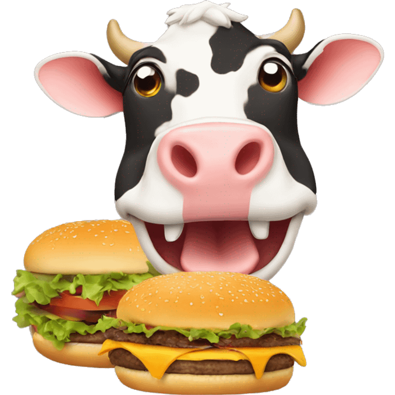 cow eating burger emoji