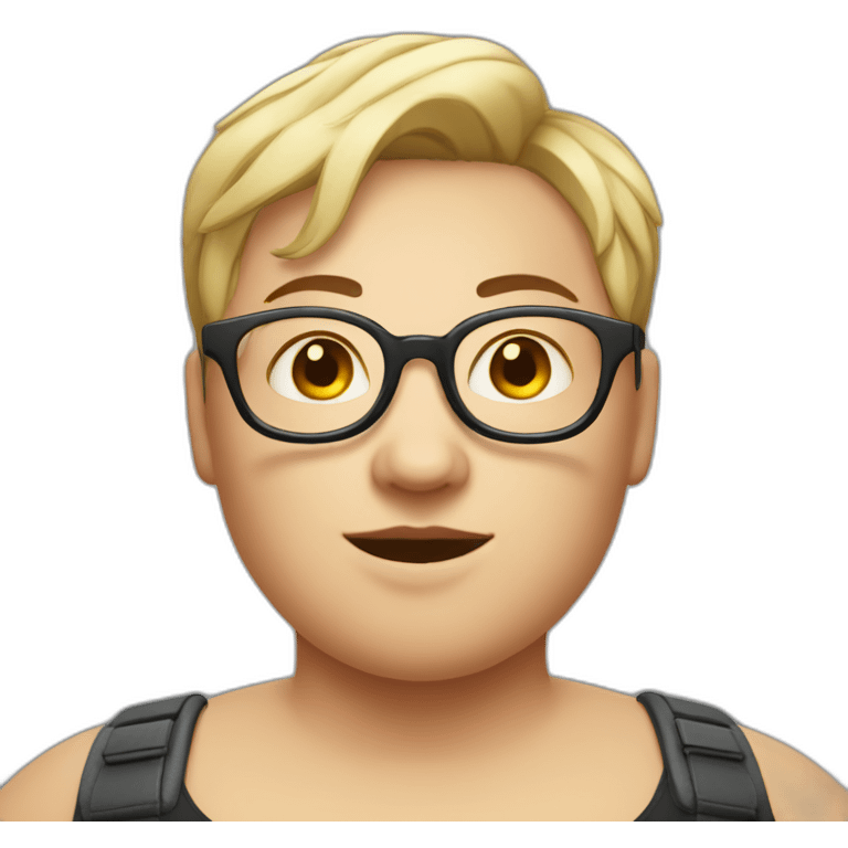 Fat androgynous person with short hair braces and glasses emoji