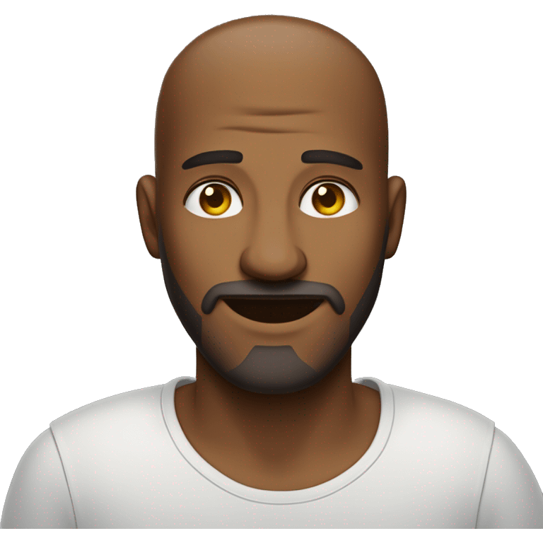 Homem careca sem barba e olhos fleumático sorrindo emoji